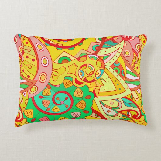 Tracery seamless pattern. Mehndi design. Ethnic co アクセントクッション (正面)