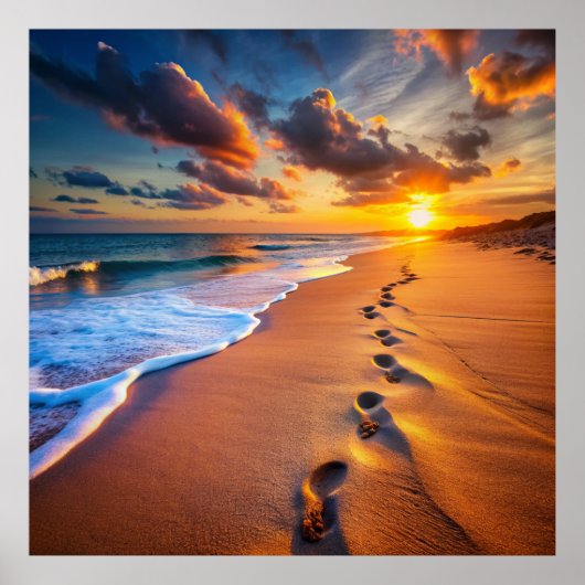 traces de pas sur la plage ポスター (正面)