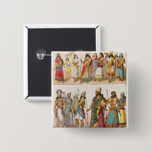 「Trachten der Voelker」のからのアッシリアの服、1864年 缶バッジ (正面&裏面)