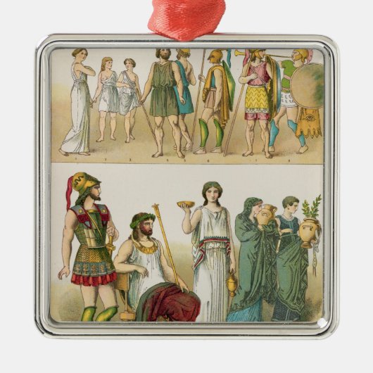 「Trachten der Voelker」のからのギリシャの服、1864年 メタルオーナメント (正面)