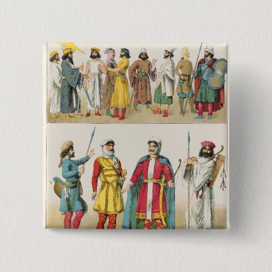 「Trachten der Voelker」のからのペルシャの服、1864年 缶バッジ (正面)