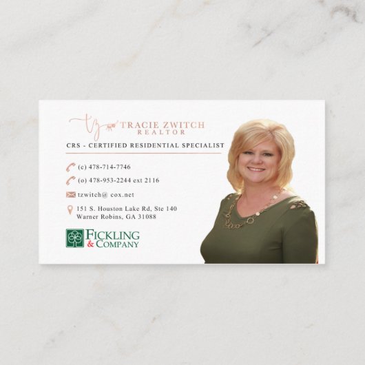 Tracie Zwitchカスタム名刺 名刺 (裏面)