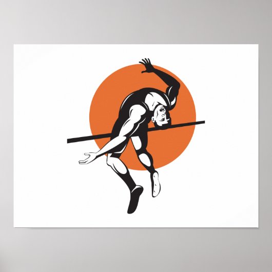 Track and Field Athlete Jumping High Jump ポスター (正面)