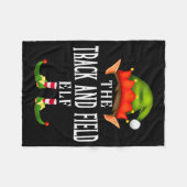 Track And Field Elf Group Funny Christmas Pajama P フリースブランケット (正面(横))