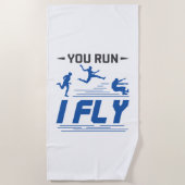 Track and Field Long Jump You 走 Fly ビーチタオル (正面)