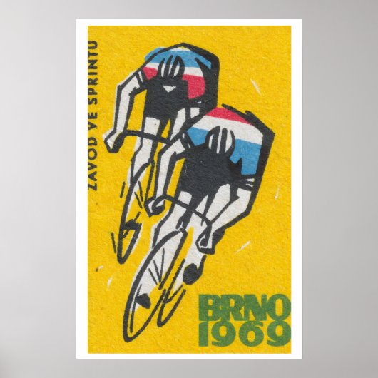 Track Cycling Matchbox Art Print, Czech Vintage ポスター (正面)