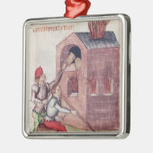 「Tractatus de Herbis'からのガラス職人、 メタルオーナメント (左)