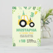 Tractor Birthday  Farm Theme Boy 3rd Birthday 招待状 (スタンド正面)