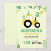 Tractor Birthday  Farm Theme Boy 3rd Birthday 招待状 (正面/裏面)