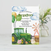 Tractor Birthday, Green Tractor Farm birthday 招待状 (スタンド正面)