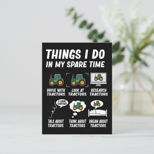 Tractor Boy Funny Farming Tractors ポストカード (スタンド正面)