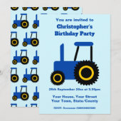 Tractor Design Personalised Birthday Party 招待状 (正面/裏面)