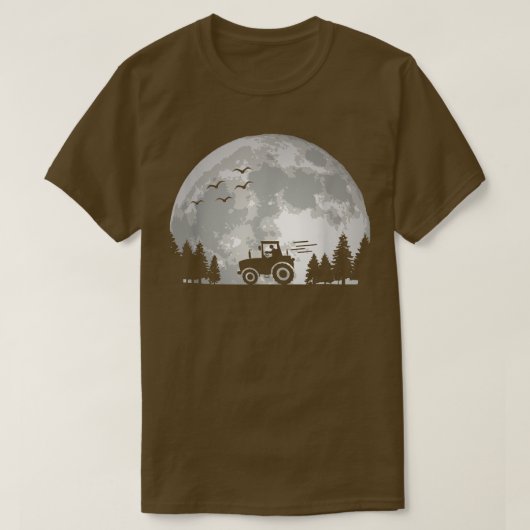 Tractor Driver Farming Agriculture Moon Funny F Tシャツ (デザイン正面)