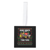 Tractor Driver Ugly Xmas Sweater Harvester Farmer キューブオーナメント (正面)