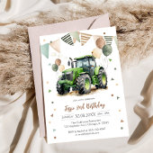Tractor Farm Kids Boy Birthday Invitation 招待状