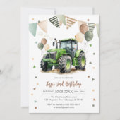 Tractor Farm Kids Boy Birthday Invitation 招待状 (正面)