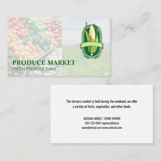 Tractor | Fresh Corn Produce 名刺 (正面/裏面)