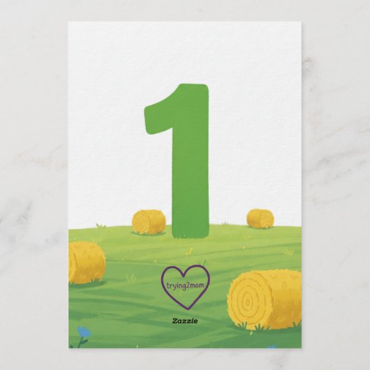 Tractor in Gear, 1st Birthday 招待状 (裏面)