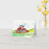 「Tractor in the Field」グリーティングカード カード (黄色い花)