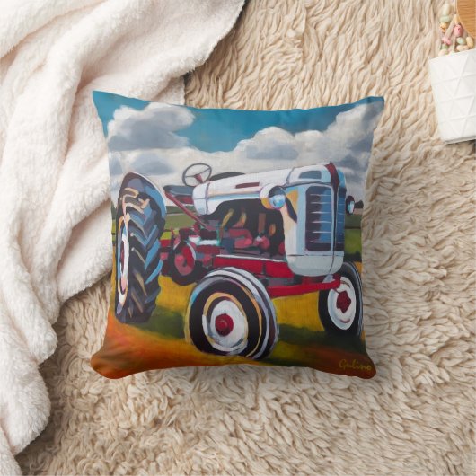 Tractor Painting - Gift for Tractor Enthusiasts クッション (ブランケット)