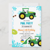 Tractor pool birthday party invitation 招待状 (正面)