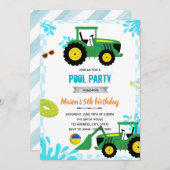 Tractor pool birthday party invitation 招待状 (正面/裏面)