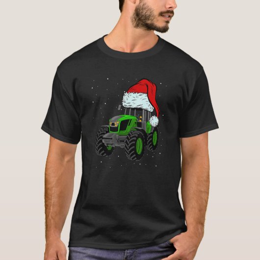 Tractor Santa Hat Christmas Farmer Family  Farming Tシャツ (正面)