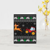 Tractor Ugly Christmas Tree Holiday Funny Xmas Boy カード (黄色い花)