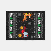 Tractor Ugly Christmas Tree Holiday Funny Xmas Boy フリースブランケット (正面(横))