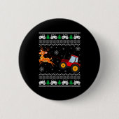 Tractor Ugly Christmas Tree Holiday Funny Xmas Boy 缶バッジ (正面)