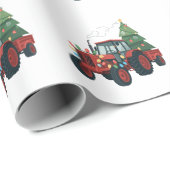 Tractor with Trailer Santa Farm Farmer Christmas ラッピングペーパー (ロールコーナー)