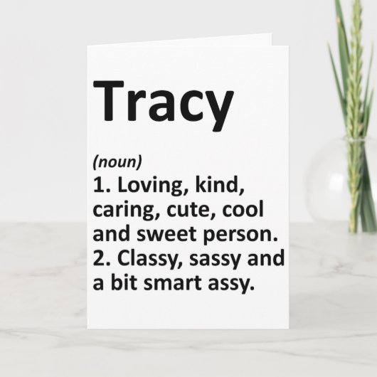 Tracyの定義 パーソナライズド 名前 楽しい 誕生日 カード (正面)