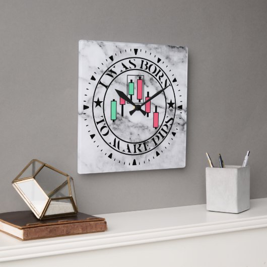 Trade Design | Bearish pattern Marble | Pips スクエア壁時計 (オフィス)