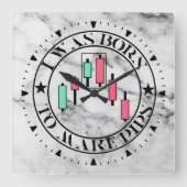 Trade Design | Bearish pattern Marble | Pips スクエア壁時計 (正面)
