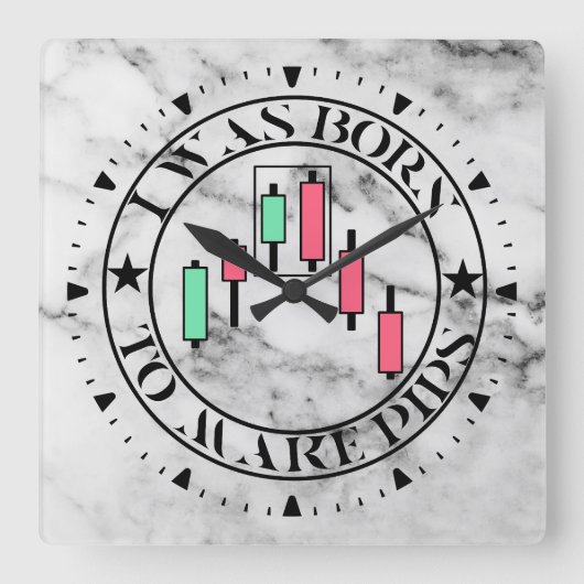 Trade Design | Bearish pattern Marble | Pips スクエア壁時計 (正面)