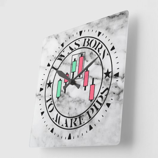 Trade Design | Bearish pattern Marble | Pips スクエア壁時計 (傾斜)