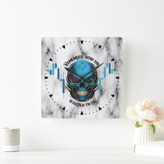 Trade Motivation | Skull N Marble | Remember  スクエア壁時計 (ホーム)