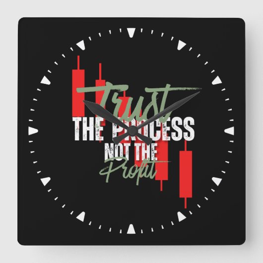 Trade Motivation | Trust | Self discipline スクエア壁時計 (正面)