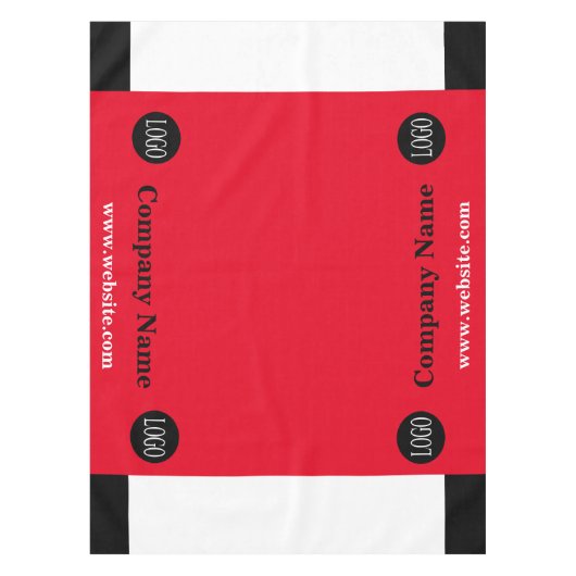 Trade Show Tablecloth カスタムロゴ 赤黒 テーブルクロス (正面)