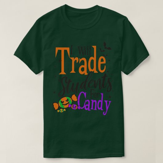 Trade Students For Candy Design Halloween Teacher4 Tシャツ (デザイン正面)