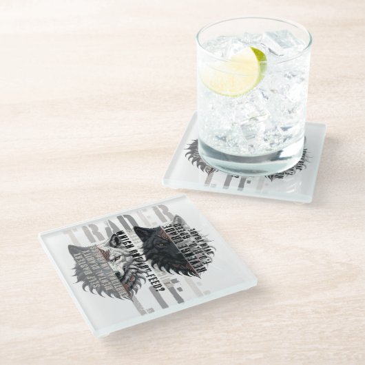 Trader life | Wolf | Both sides ガラスコースター (アングル)