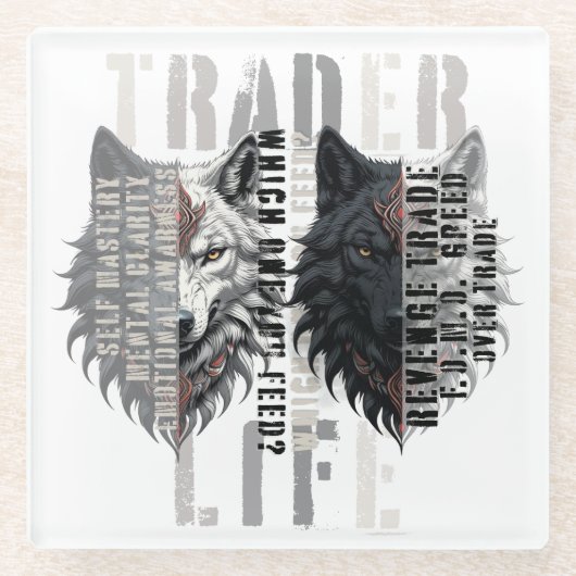 Trader life | Wolf | Both sides ガラスコースター (正面)