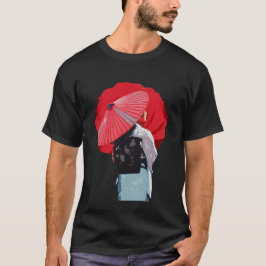 Tradicional Vermelho Gueixa Kimono Arte Gráfica Tシャツ