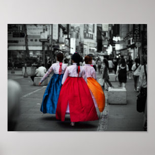 tradionalの韓国の女の子の写真撮影 ポスター