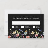 TraditionaエレガントフローラワイルドフラワーウェディングRSVP 出欠カード (正面)