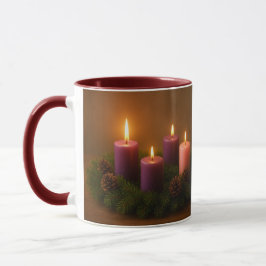 Traditional Advent Wreath with Four Lit Candles マグカップ