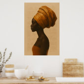 Traditional African Woman Boho Style Wall Art ポスター (キッチン)