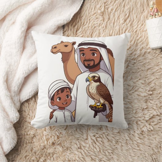 Traditional Arab Falcon Hunt クッション (ブランケット)