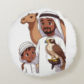 Traditional Arab Falcon Hunt ラウンドクッション (裏面)