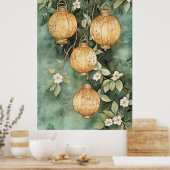 Traditional Asian lanterns hanging from the branch ポスター (キッチン)